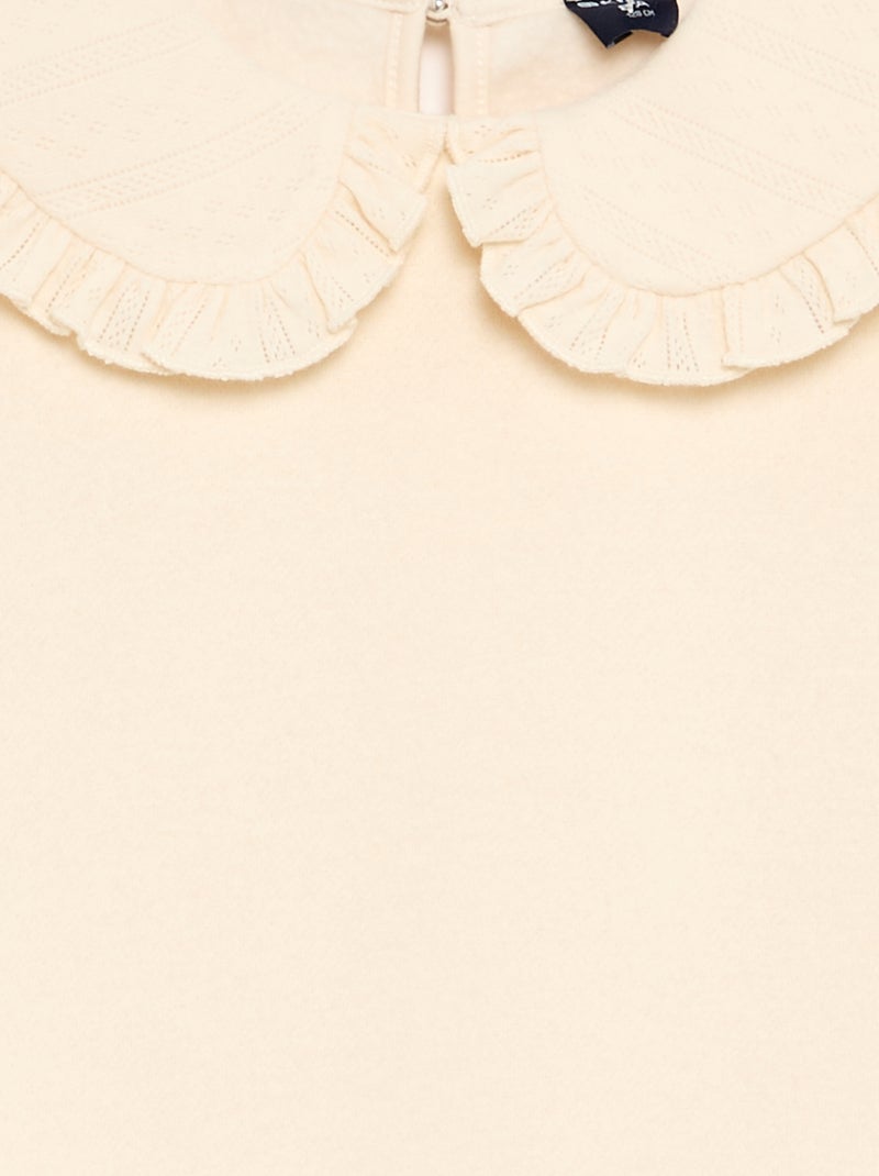 Camisola de moletão com gola grande e original Cru - Kiabi