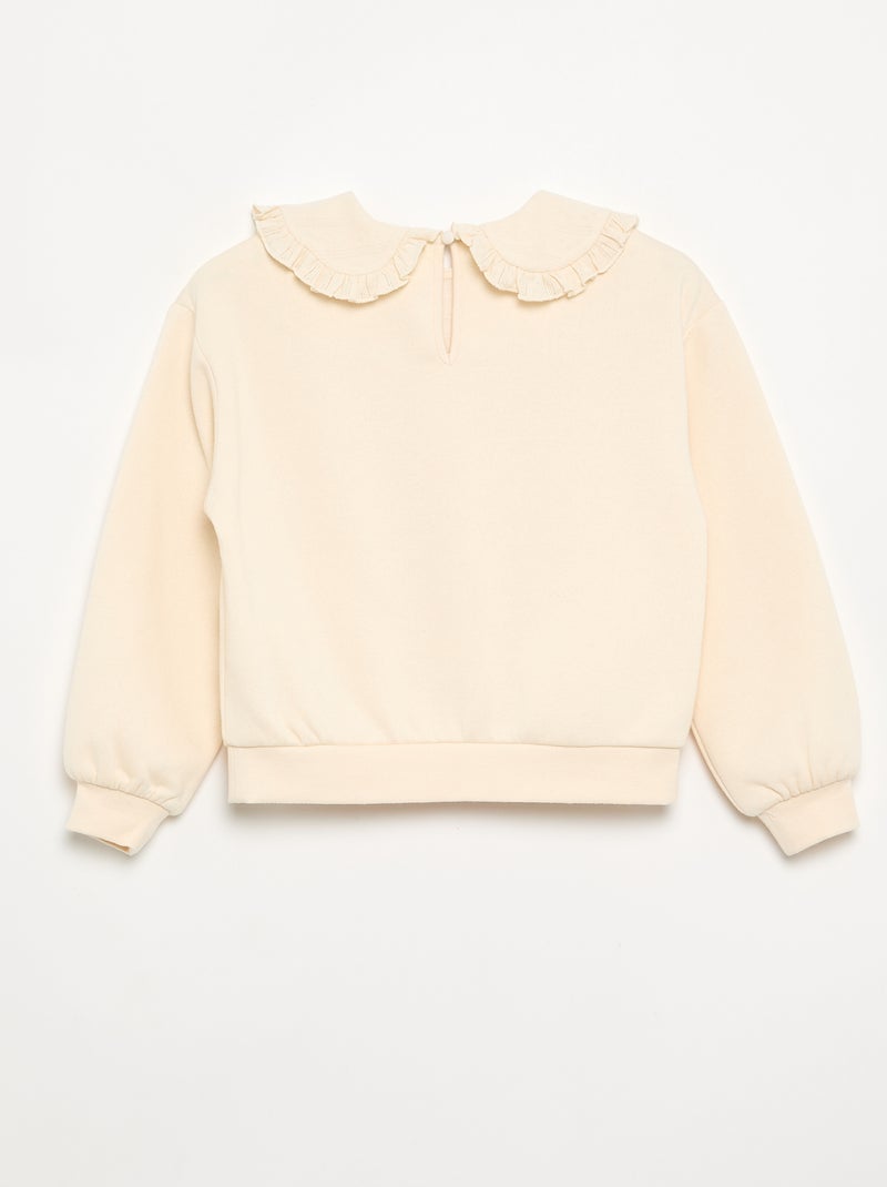 Camisola de moletão com gola grande e original Cru - Kiabi
