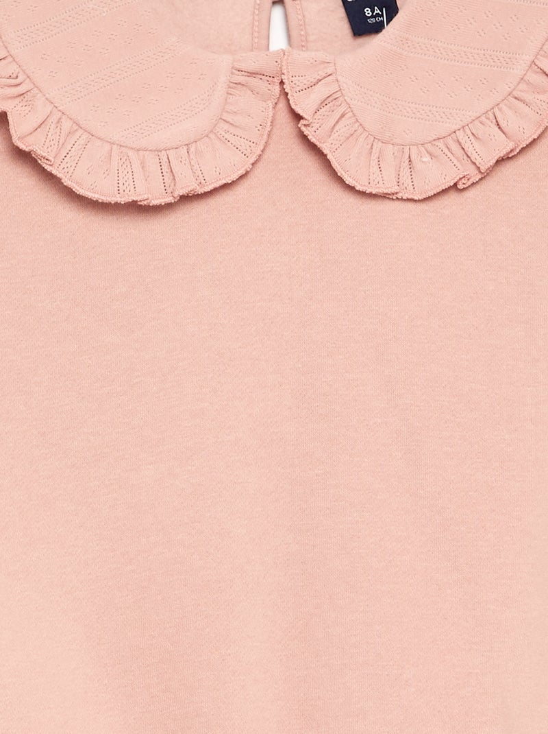 Camisola de moletão com gola grande e original Rosa - Kiabi