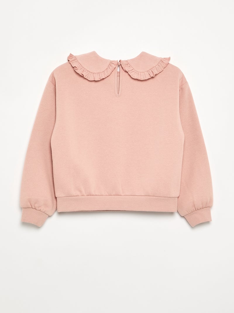Camisola de moletão com gola grande e original Rosa - Kiabi