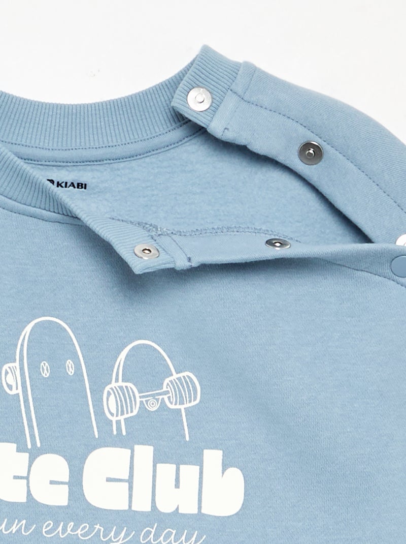 Camisola de moletão estampada - coleção fácil de vestir Azul - Kiabi