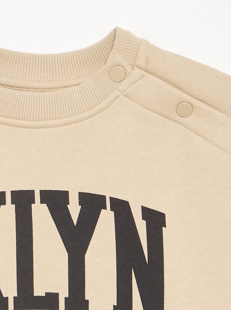 Camisola de moletão estampada - coleção fácil de vestir Bege - Kiabi