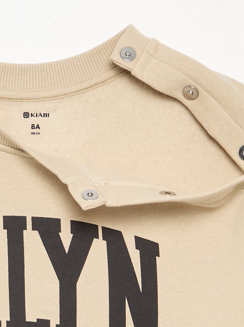 Camisola de moletão estampada - coleção fácil de vestir Bege - Kiabi