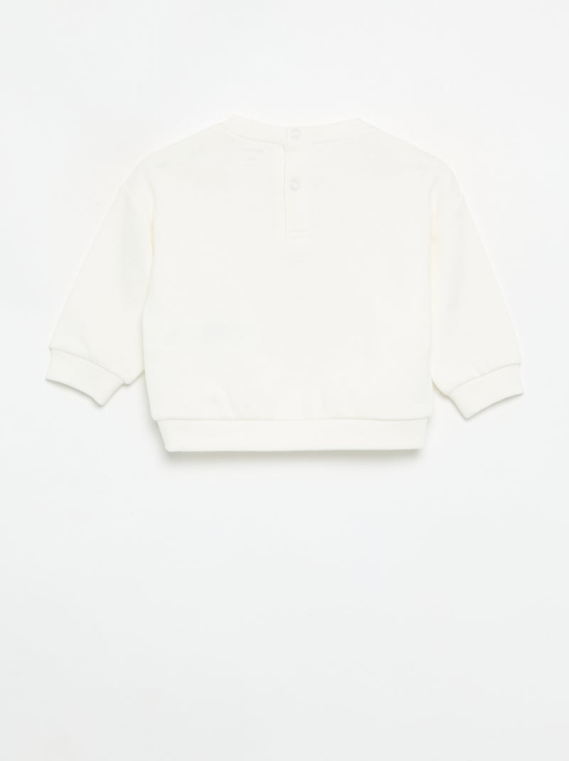 Camisola de moletão estampada Branco - Kiabi