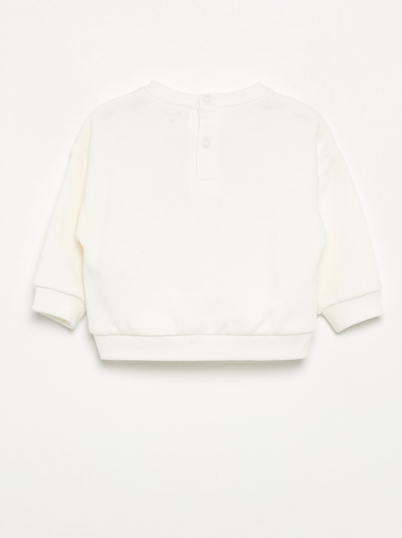Camisola de moletão estampada Branco - Kiabi
