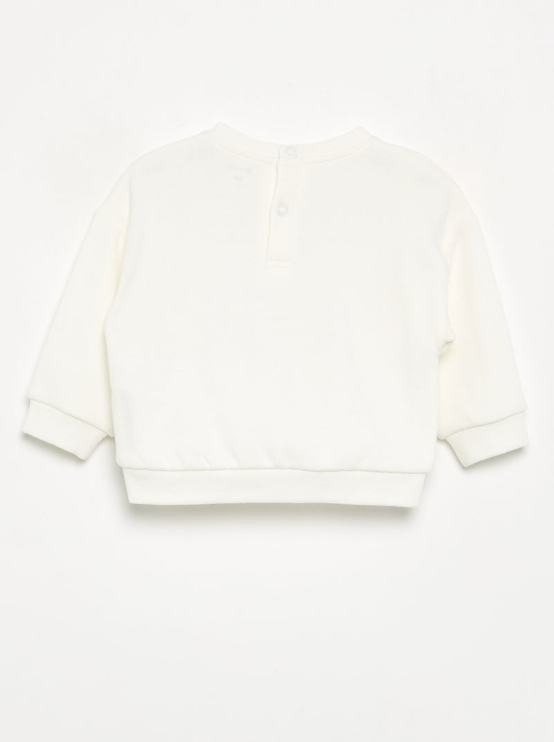 Camisola de moletão estampada Branco - Kiabi