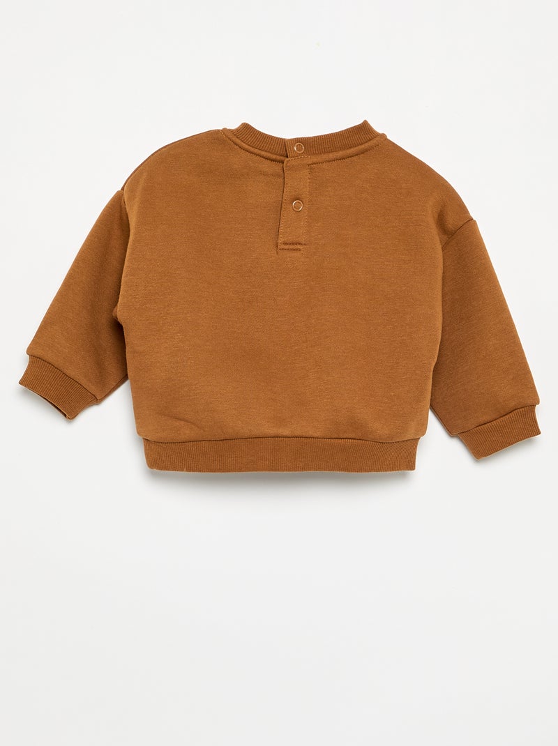 Camisola de moletão estampada Castanho - Kiabi