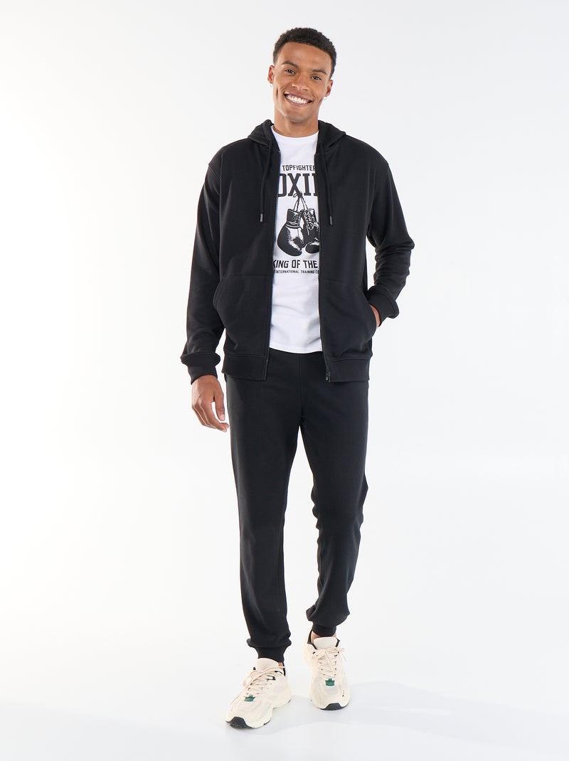 Camisola de moletom com capuz em felpa francesa Preto - Kiabi