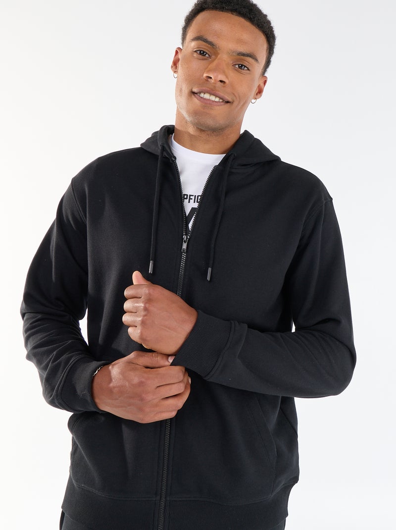 Camisola de moletom com capuz em felpa francesa Preto - Kiabi