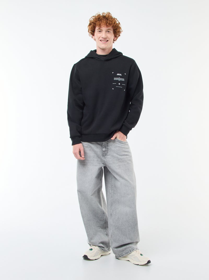 Camisola de Moletom com Estampa Preto - Kiabi