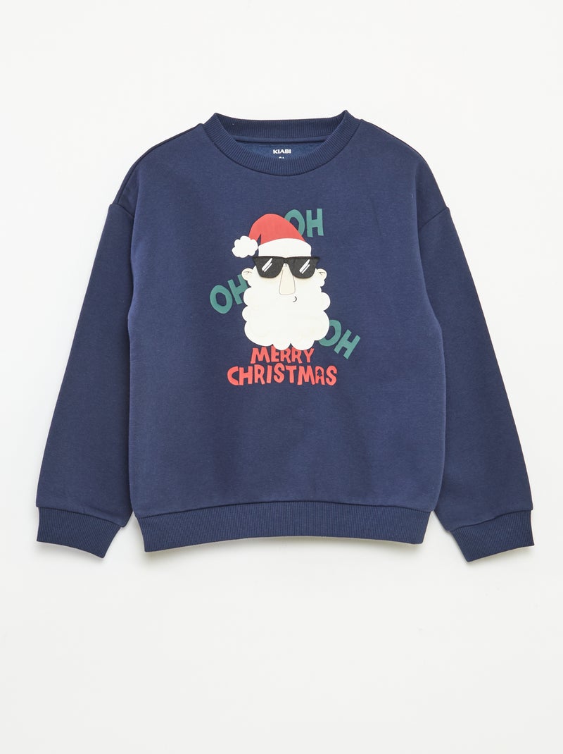 Camisola de Moletom com Estampado de Natal Azul - Kiabi