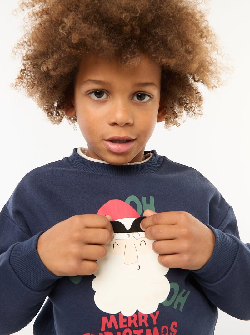 Camisola de Moletom com Estampado de Natal Azul - Kiabi
