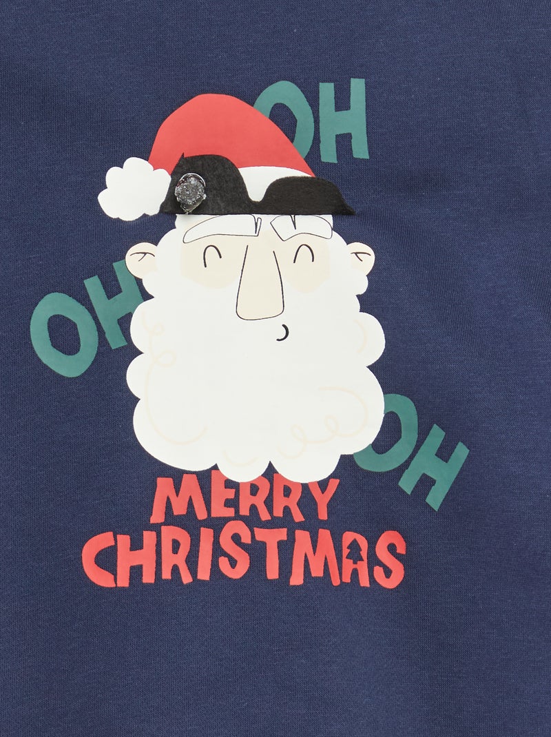 Camisola de Moletom com Estampado de Natal Azul - Kiabi