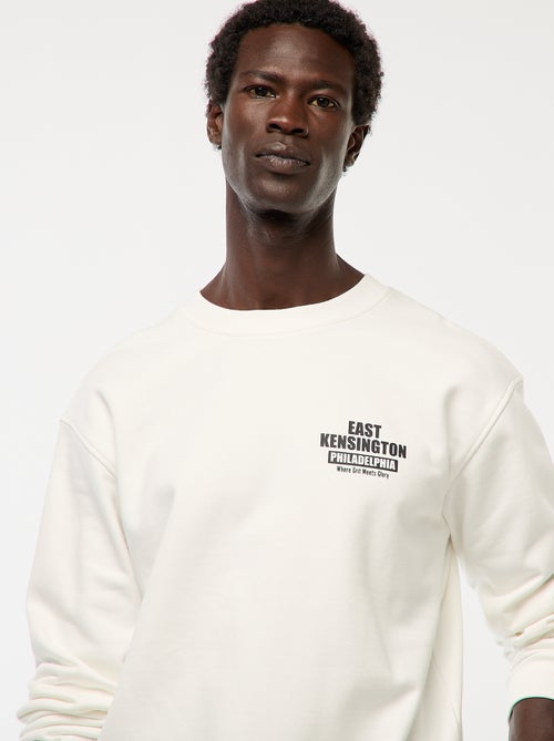 Camisola de Moletom de Gola Redonda com Estampa Frente e Verso - Kiabi