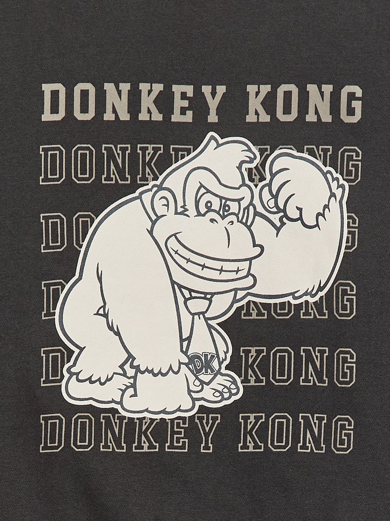 Camisola de Moletom Felpudo com Estampa 'Donkey Kong' Cinza - Kiabi