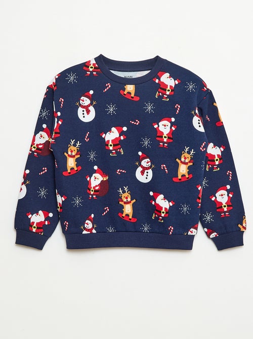 Camisola de moletom felpudo com estampado 'Natal' - Kiabi