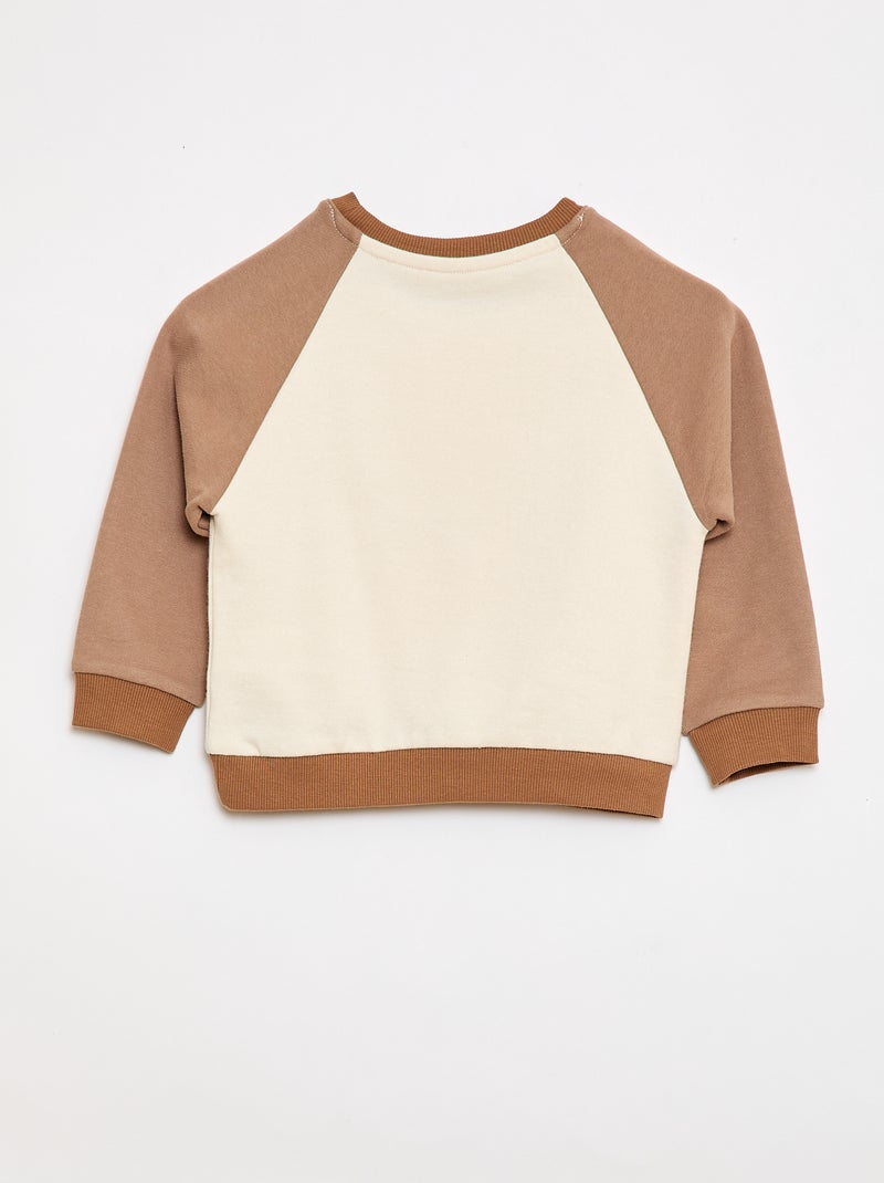Camisola de Moletom French Terry de Algodão Bicolor Bege - Kiabi