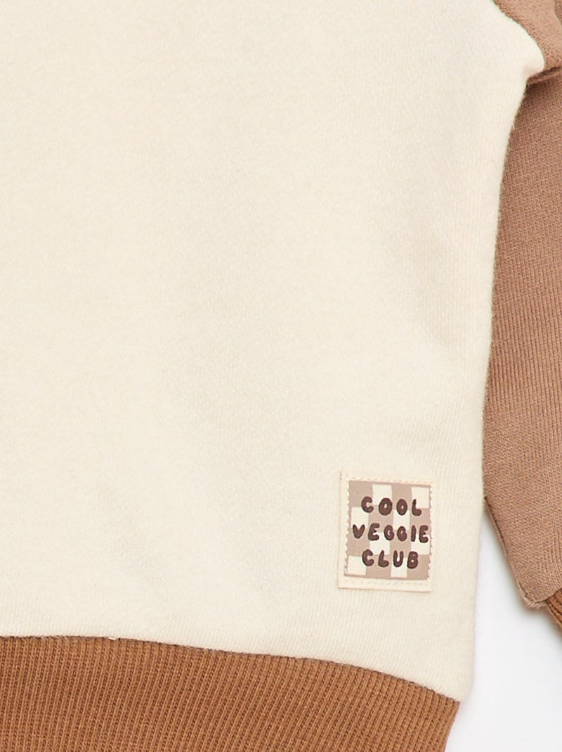 Camisola de Moletom French Terry de Algodão Bicolor Bege - Kiabi