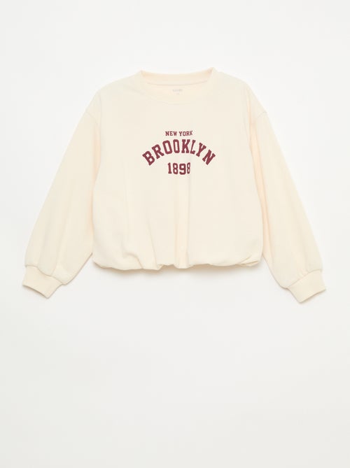Camisola de moletom leve com inscrição na frente - Kiabi