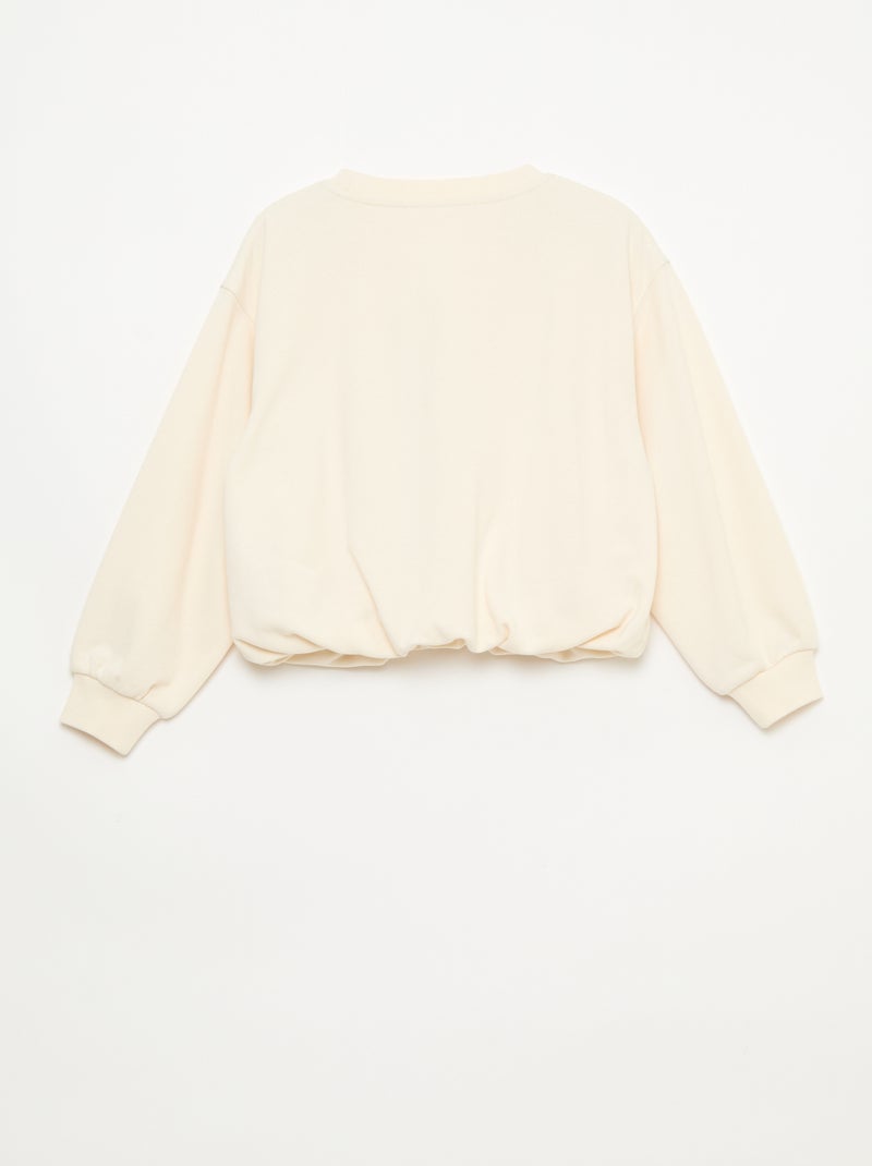 Camisola de moletom leve com inscrição na frente Branco - Kiabi