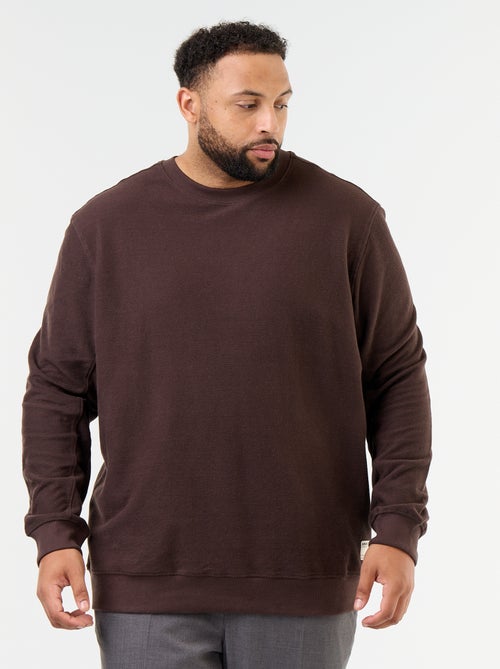 Camisola de moletom lisa em malha canelada - Kiabi Camisola de moletom lisa em malha canelada - Kiabi