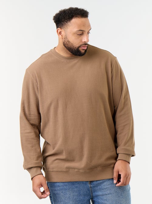 Camisola de moletom lisa em malha canelada - Kiabi Camisola de moletom lisa em malha canelada - Kiabi
