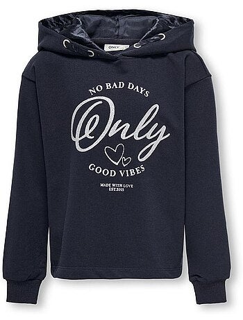 Camisola de moletom para menina only kids kogwendy azul marinho