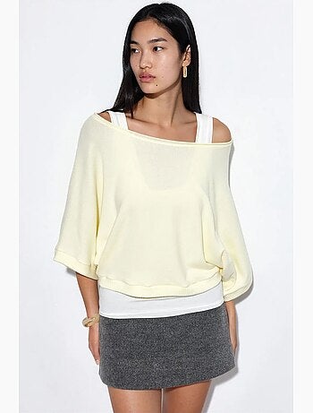 Camisola de mulher canelada com gola redonda busem