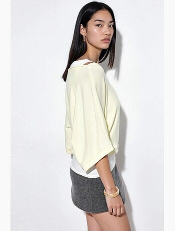 Camisola de mulher canelada com gola redonda busem