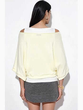 Camisola de mulher canelada com gola redonda busem