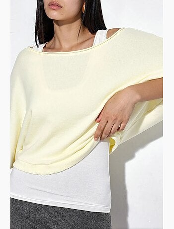Camisola de mulher canelada com gola redonda busem