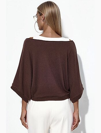 Camisola de mulher canelada com gola redonda busem