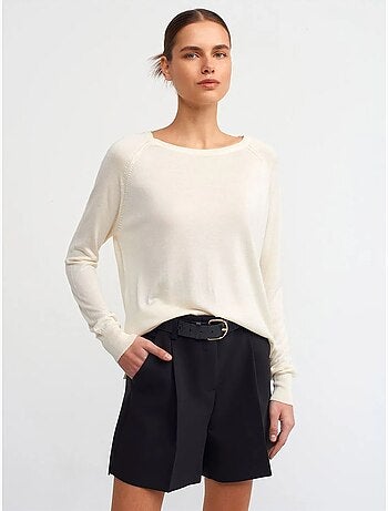 Camisola de mulher canelada com gola redonda dilvin