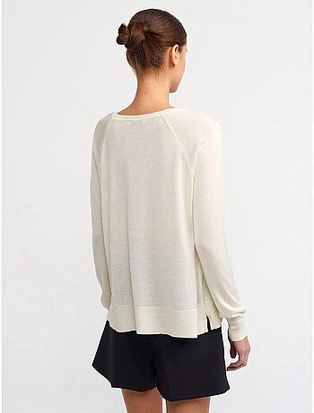 Camisola de mulher canelada com gola redonda dilvin