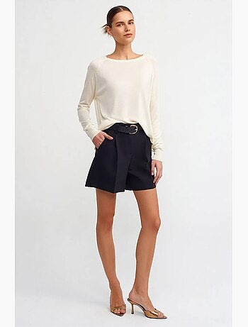 Camisola de mulher canelada com gola redonda dilvin