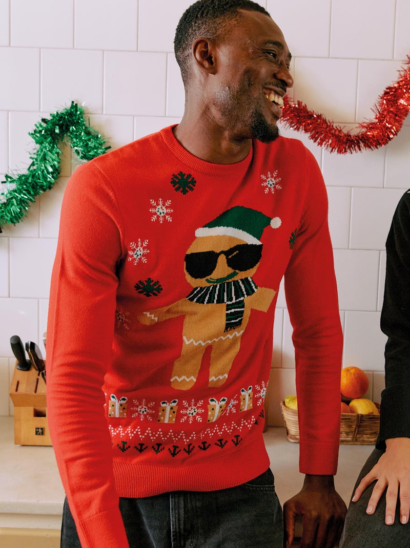Camisola de Natal boneco de gengibre VERMELHO - Kiabi