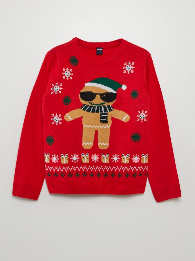 Camisola de Natal boneco de gengibre VERMELHO - Kiabi