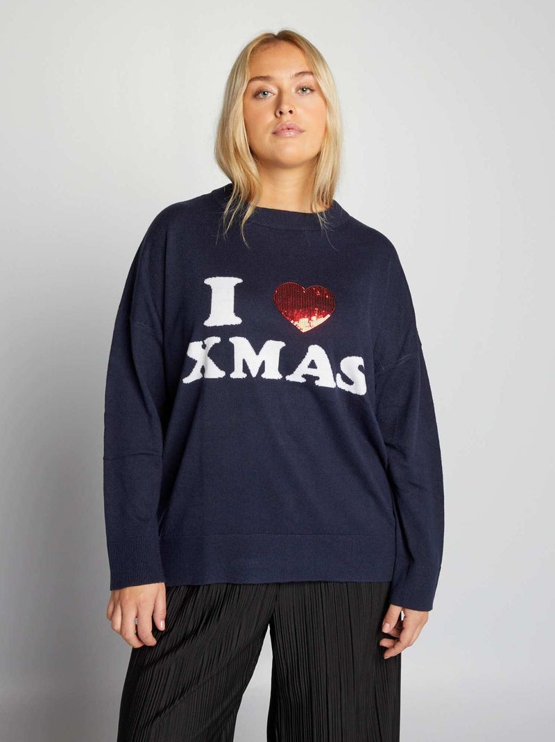 Camisola de Natal 'Christmas Vibes' AZUL - Kiabi