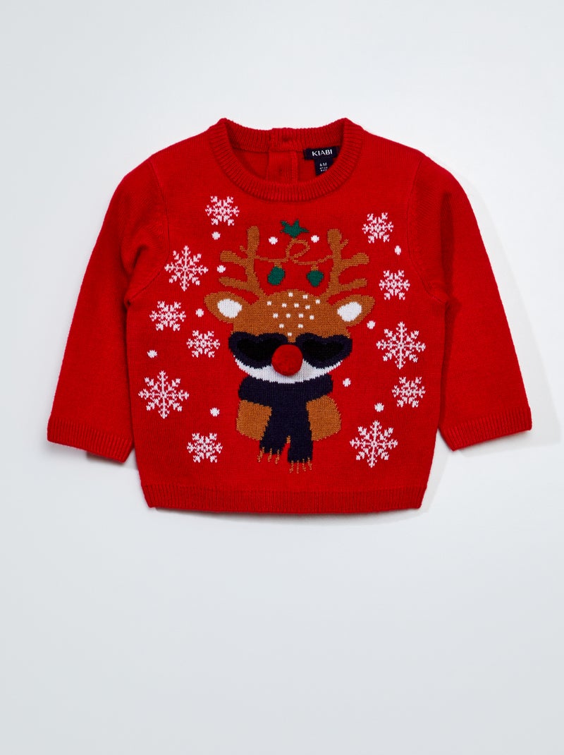 Camisola de Natal com aplicação de pompom AZUL - Kiabi