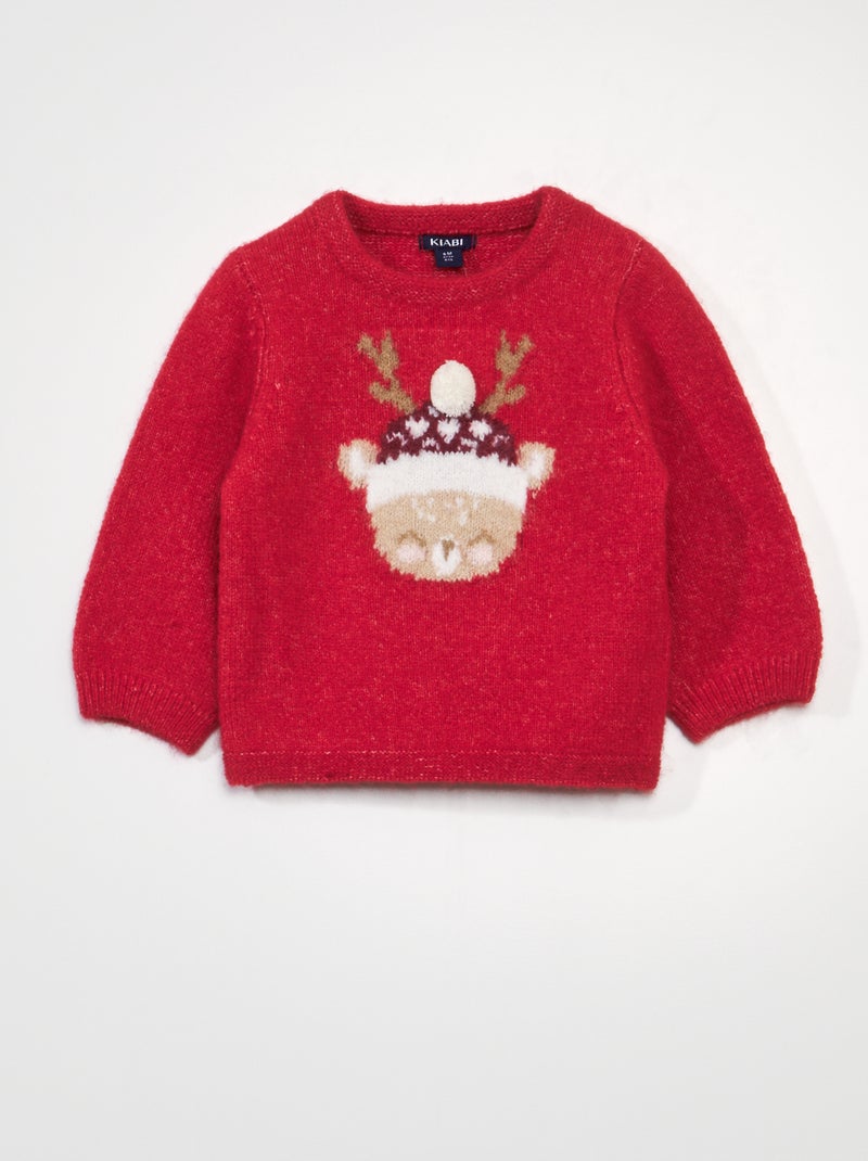 Camisola de Natal com cerva VERMELHO - Kiabi