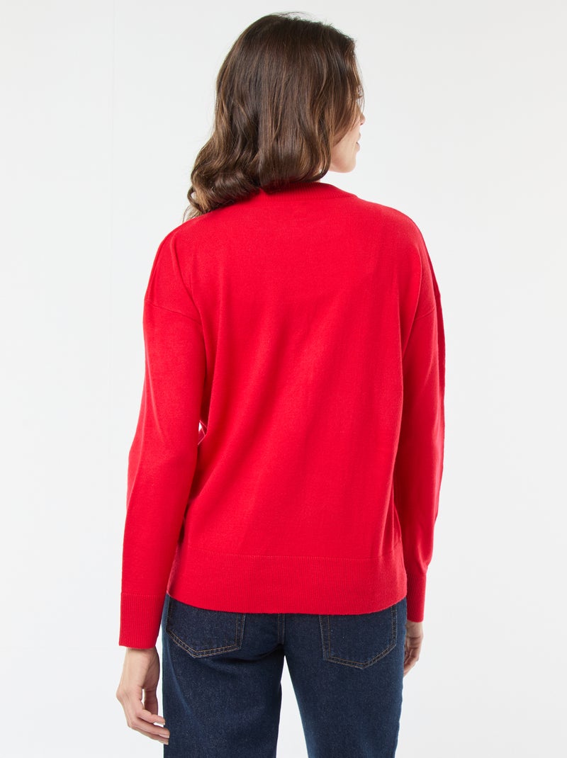 Camisola de Natal com estampado de árvore de Natal Vermelho - Kiabi