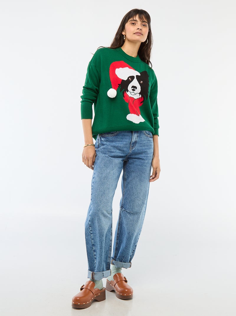 Camisola de Natal com estampado de cão Verde - Kiabi