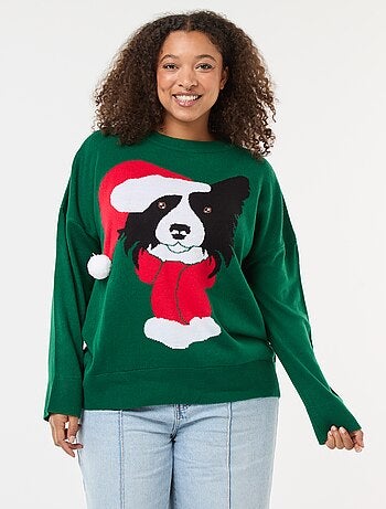 Camisola de Natal com estampado de cão