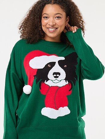Camisola de Natal com estampado de cão