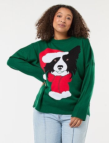 Camisola de Natal com estampado de cão