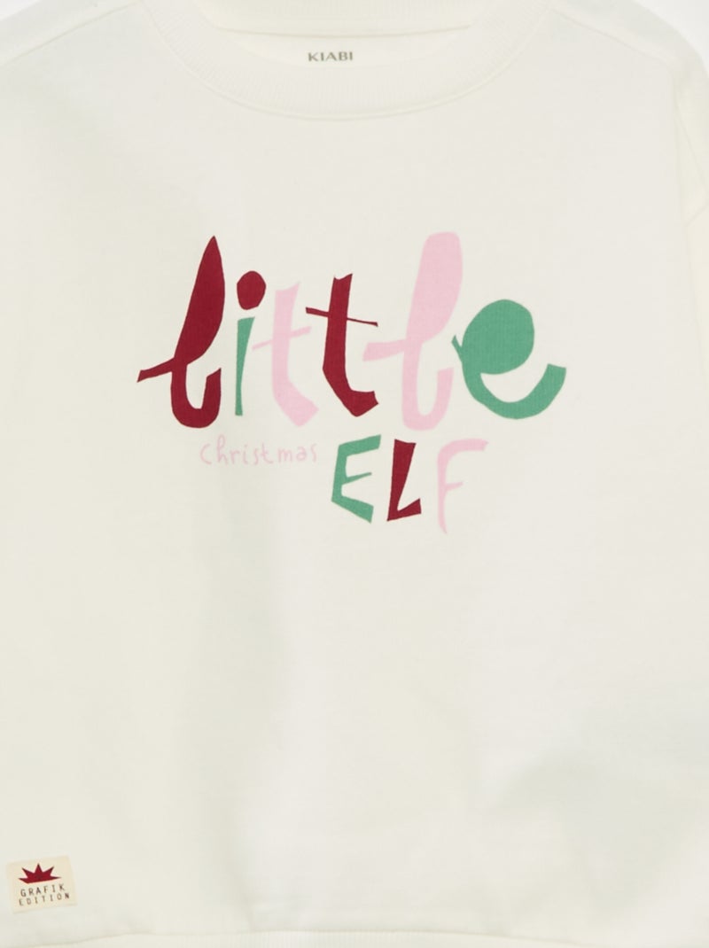 Camisola de Natal com estampado em algodão Branco - Kiabi