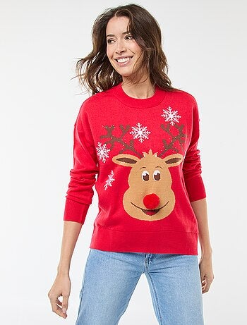 Camisola de Natal com estampado 'rena'