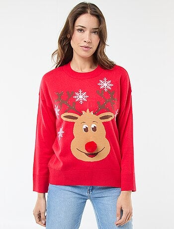 Camisola de Natal com estampado 'rena'
