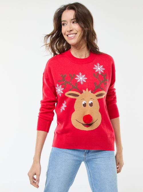 Camisola de Natal com estampado 'rena' - Kiabi