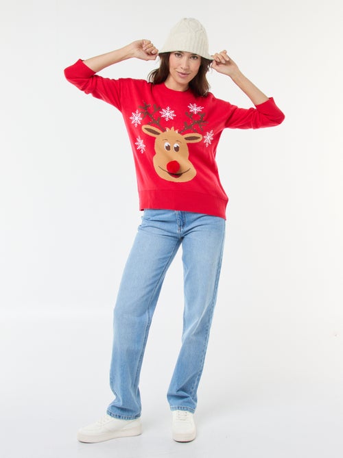 Camisola de Natal com estampado 'rena' - Kiabi